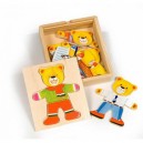 Bigjigs Toys Drevené obliekacie puzzle v krabičke - Pán Medveď